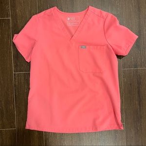 Figs One Pocket Neon Pink Catarina Scrub Top - Medium